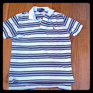 White and Navy Striped Ralph Lauren Polo